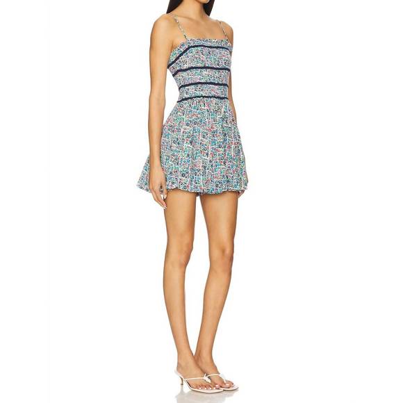 NEW FREE PEOPLE bali checked out print dress in gardenia combo - Picture 2 of 4